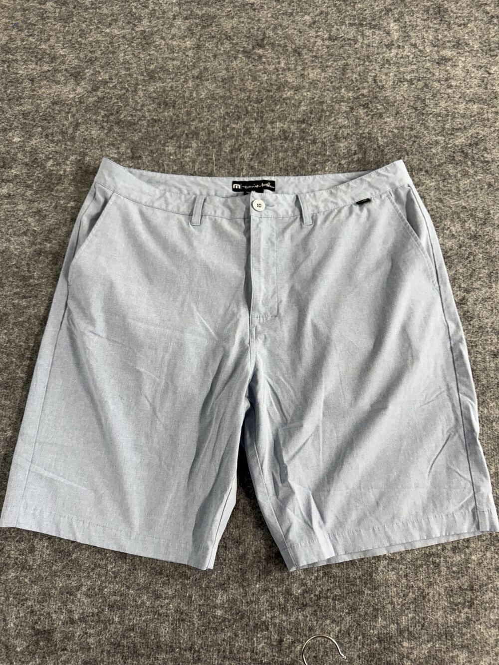 Travis Mathews Shorts Mens 38 Blue Flat Front Golf Stretch Casual Chino N237